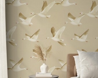 Flying Geese Peel and Stick Wallpaper | Serene Country Farmhouse Wall Mural