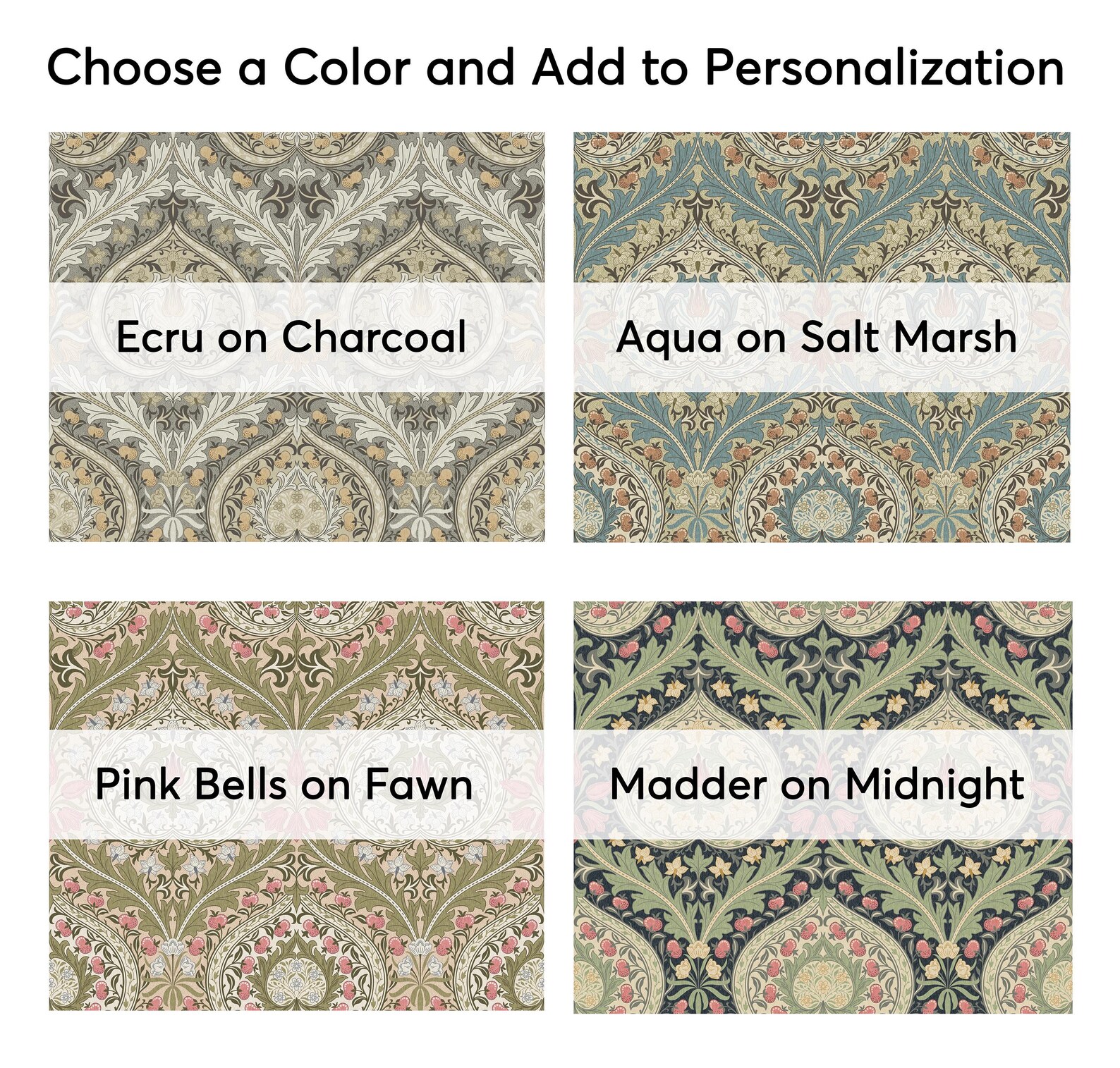 William Morris Eden Wallpaper - Ecru on Charcoal, Aqua on Salt Marsh ...