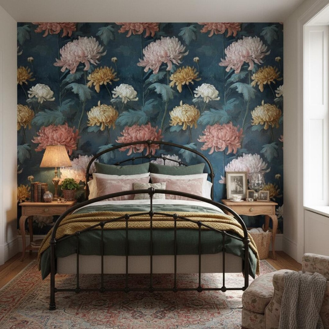 Floral Wallpaper Peel and Stick Vintage Mural Classic Wall Decor - Etsy