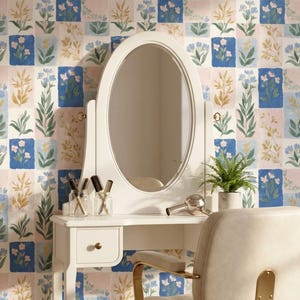 Floral Patchwork Wallpaper Peel And Stick Vintage Mural Botanical Wall Decor