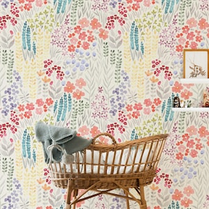 Papier peint amovible fleurs aquarelles