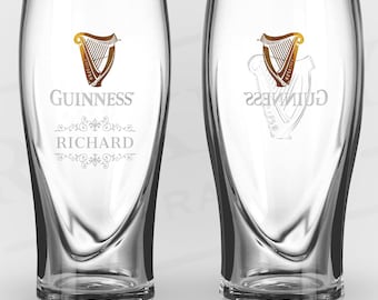 Personalized Engraved Guinness Pint Glass Engraved Beer Gift Christmas Gift for Dad Grandad Birthday 60th, 21st, 70th, 50th Personalised