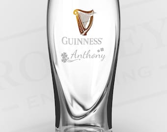 Personalized Guinness Glass: Engraved Irish Clover Beer Glass Engraved Beer Gift Christmas Gift for Dad Grandad Birthday 60th 21st 70th 50th