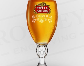 Personalized Stella Artois Chalice: Engraved Beer Gift Christmas Gift for Dad Grandad Birthday 60th, 21st, 70th, 50th Personalised