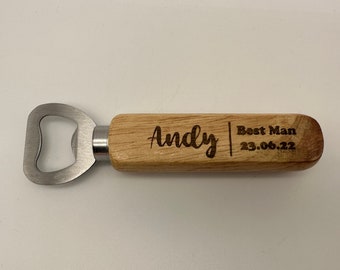 Personalised Wooden Bottle openers. Wedding favours. Gifts, 18th 21st 30th 40th 50th 60th birthday Christmas presents