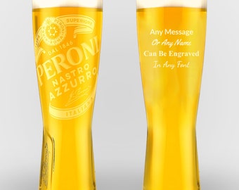 Personalized Peroni Pint Glass: Engraved Beer Gift Christmas Gift for Dad Grandad Birthday 60th, 21st, 70th, 50th Personalised