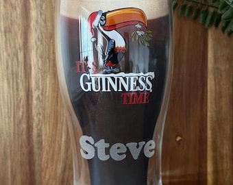 Vaso de pinta Guinness navideño personalizado: Regalo de cerveza Pelican grabado Regalo de cerveza grabado Regalo de Navidad para papá Abuelo 60º 21º 70º 50º