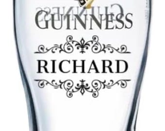 Personalized Engraved Guinness Pint Glass, Beer Lover Gift