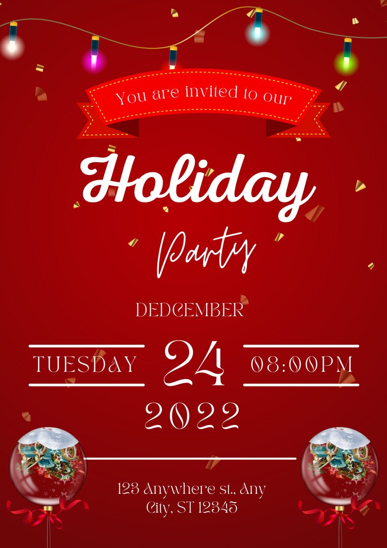 Christmas Invitation Card Personalized Christmas Invitation Card