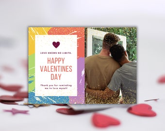 LGBTQ  Valentine's day card with photo,  LGBT photo card template, Gay Valentine photo card,  Valentine collage