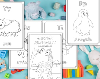 Libro da colorare di animali per bambini, Divertenti pagine da colorare stampabili, Simpatiche illustrazioni di animali per bambini, Fogli da colorare di animali stampabili