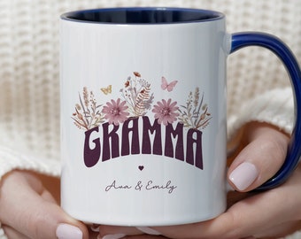 Gramma Wildflower Mug Gift From Grandkid Gramma Birthday Floral Coffee Cup Cottagecore Mug Watercolor Flower Mug Personalized Name Custom