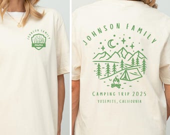 Personalized Camping Shirt with back Custom Family Camp Tee Matching Family Vacation Tshirt Adventure Summer Camp Tee Trip Reunion T-shirt