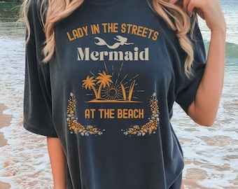 Beach Chic Comfort Colors Tee Mermaid Crewneck Summer T Shirt Oversized Shirt Vacation Shirt Beach Vibes Shirt Funny Mermaid T-Shirt For Her