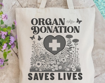 Organ Donation Tote For Organ Donor Tote Bag Transplant Nurse Icu Cotton Canvas Bag Kidney Transplant Donation Awareness Liver Donor Bag