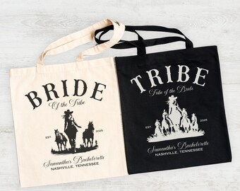 Bride tote bag personalized western bachelorette bridesmaid tote bag western bride wedding tote bags cowgirl bachelorette custom canvas tote