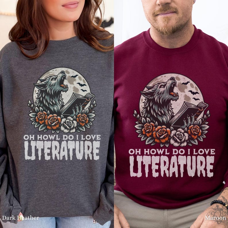 Wolf Halloween Reading Shirt Comfort Colors Tee Book Lover Gift Dark Academia Spooky English Teacher Tee Werewolf Funny Gift for Reader Bild 13