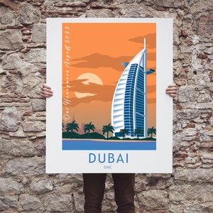 Dubai Print PERSONALISED Poster Wall Art Souvenir UAE Travel Wedding Gift Present Emirates Date Names