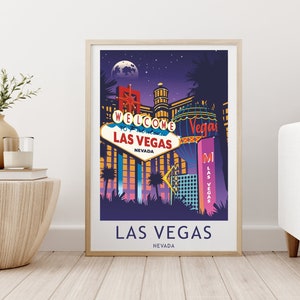Las Vegas Print Poster Wall Art Strip Night Twinkling Sparkling Gift Souvenir Travel