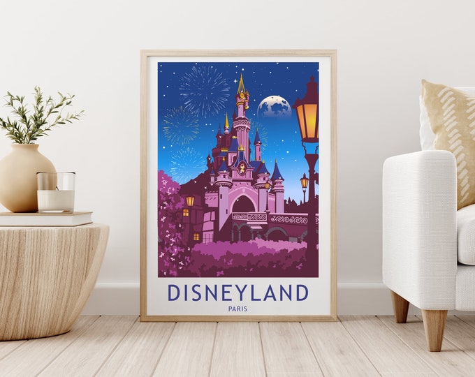 Disneyland Château Paris Imprimer Affiche Mur Art Nuit - Etsy France