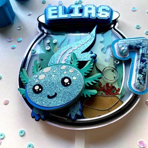 Personalized Axolotl Cake Topper: Unique Aquatic - Themed Party Decoration for Birthdays and Celebrations