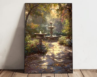 Radiance of Autumn, Serene Garden, PRINTABLE ART, Autumnal Glow, Peaceful Retreat, Victorian Elegance, Tranquil Morning Light