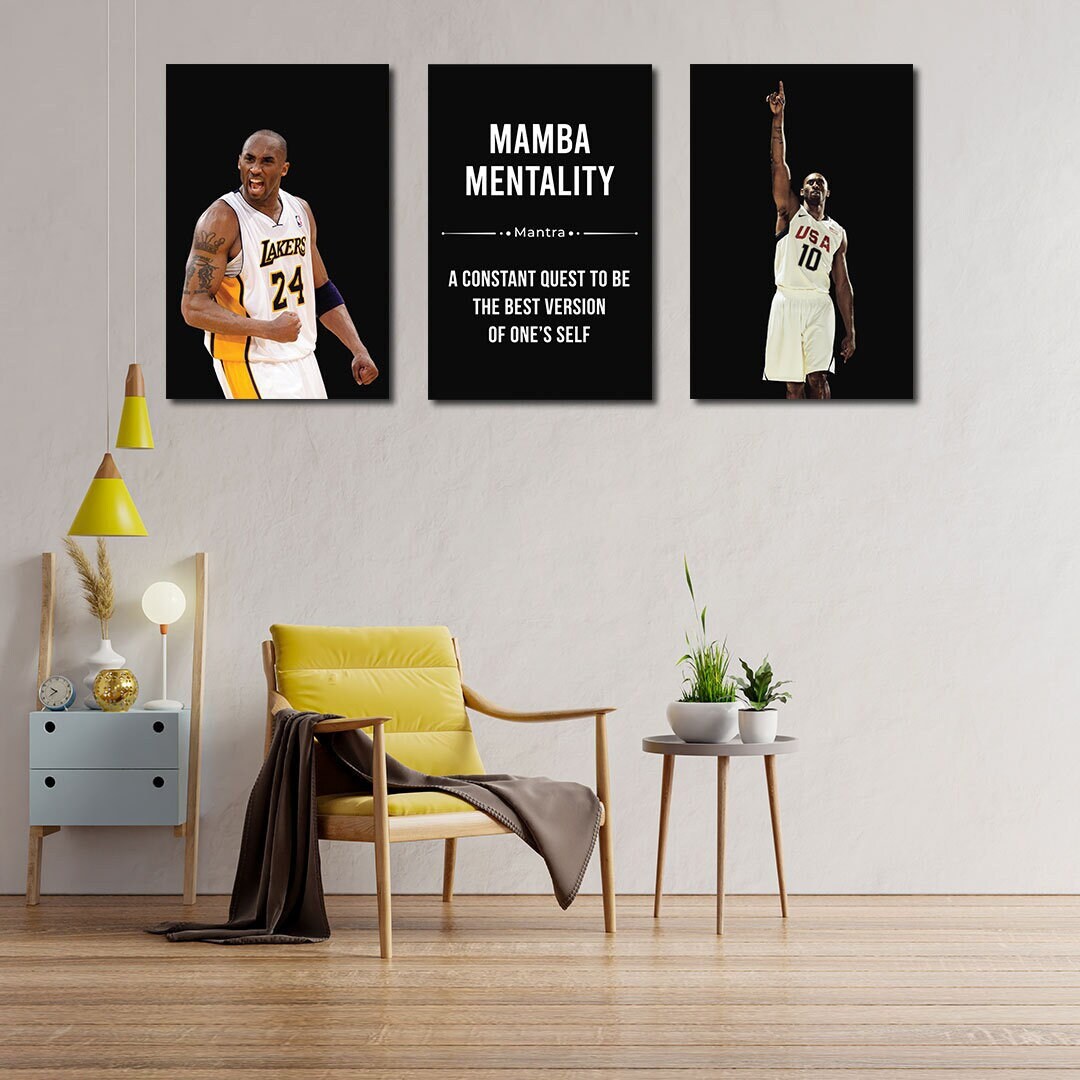 Kobe Bryant 3 Panels Canvas Wall Art Kobe Bryant Wall Art Etsy