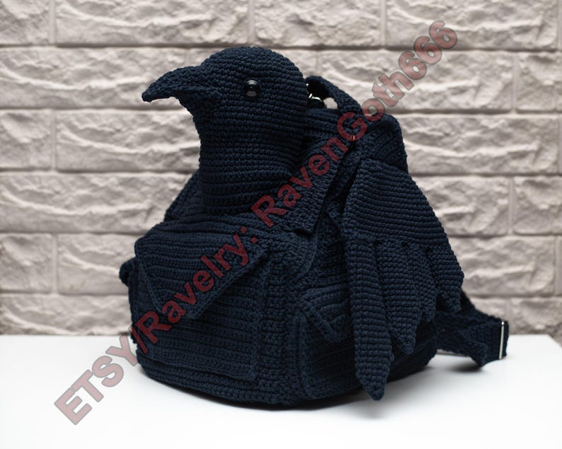 PDF Pattern Gothic Crow Backpack image 1