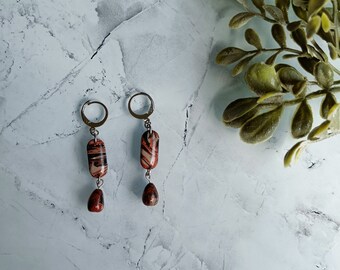 Boucles d'oreilles pendantes en argile polymère, effet marbré