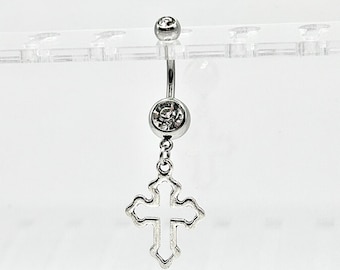 Zierlicher Kreuz Schmuck für den Bauch: Chirurgenstahl Schmuck für den Nabel