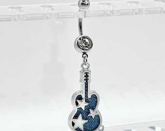 Denim Gitarre Bauch Ring – Baumeln Bauch Knopf Ring – Süßes Bauchnabel Piercing Schmuck – Bauchnabel Ring – Weihnachtsgeschenk – Chirurgenstahl - Y2K Goth