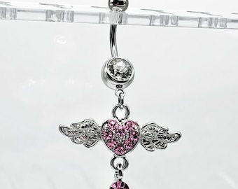 Geflügelter Herz Bauchnabel Ring – Süßer Bauchnabel Ring – Schmuck für den Bauch – Chirurgenstahl - Y2K