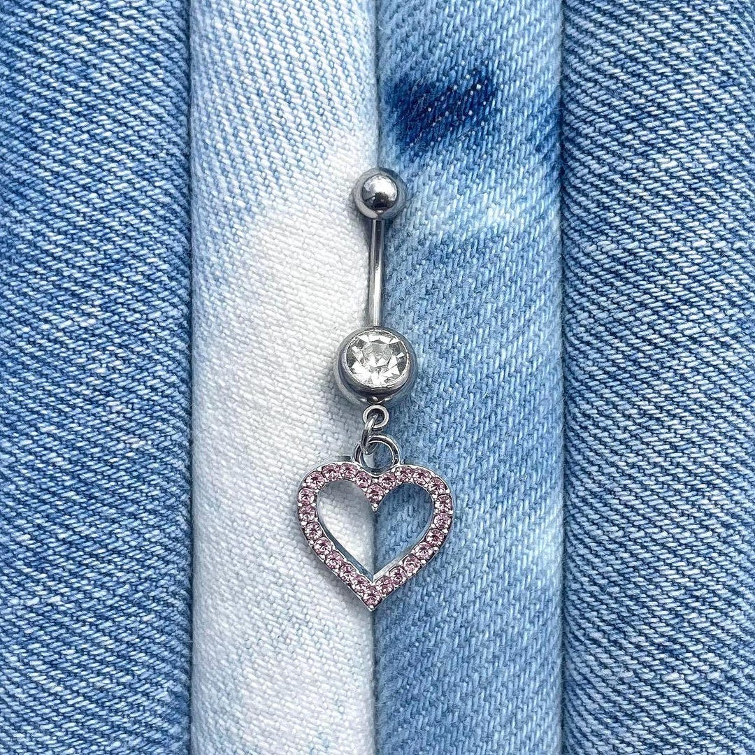 Y2k 2000s Silver Bratz Inspired Silver Diamond Rhinestone Pink Heart ...