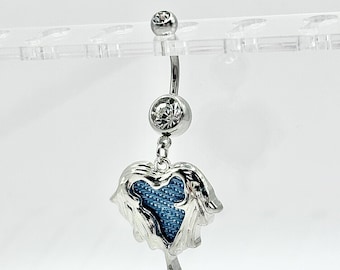 Denim Herz Bauchnabel Ring – Denim Bauchnabel Ring – Schmuck für Frauen – Schmuck für Frauen – Weihnachtsgeschenk – Chirurgenstahl - Y2K Goth