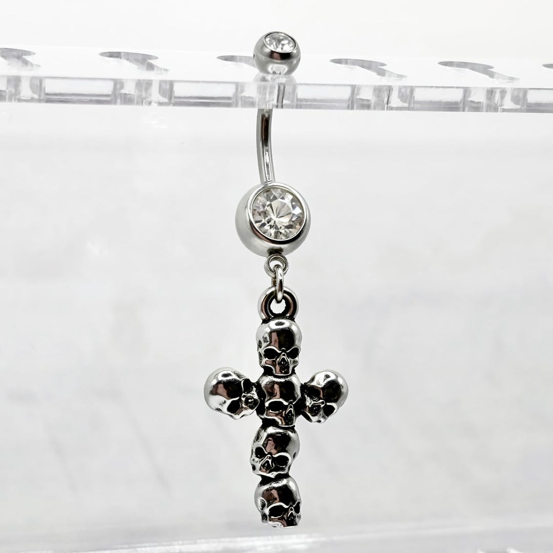 Skull Cross Dangle Belly Ring Surgical Steel Navel Piercing Etsy — free download