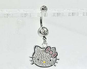 Hello Kitty Bauch Ring - Süßer Bauchnabel Ring - Süßes Bauchnabel Piercing Schmuck - Geschenk zum Valentinstag - Chirurgenstahl - Y2K