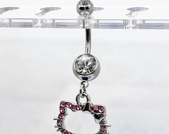 Handmade Hello Kitty Bauchnabelpiercing Ring - Chirurgenstahl Schmuck - Weihnachtsgeschenk