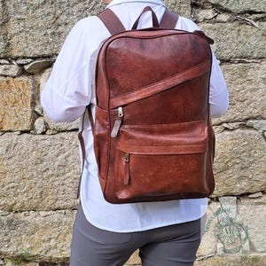 LARGE TRAVEL BACKPACK, Oversized Leather Backpack, Mens and Womens Leather Rucksack, Genuine Leather Big Bag