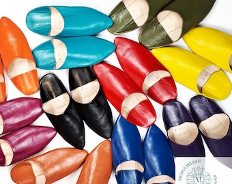 Babuchas marroquíes puntiagudas para mujer, hechas a mano con cuero orgánico suave, pantuflas para casa.
