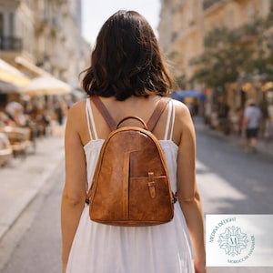 Handmade Leather Backpack - Vintage Moroccan Travel Rucksack