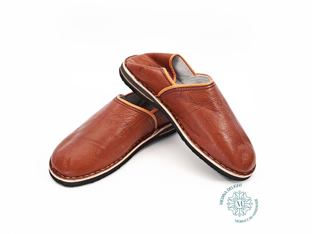 Pantofole Babouche in pelle color cioccolato: scarpe berbere