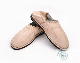 Natuurlijke Babouche Pantoffels, Berberse Babouche Pantoffels, Marokkaanse Handgemaakte Leren Huisslippers, Dames- en Herenslippers