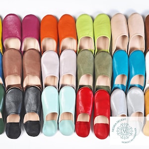 Handmade Moroccan Leather Babouche Slippers Women's House Mules