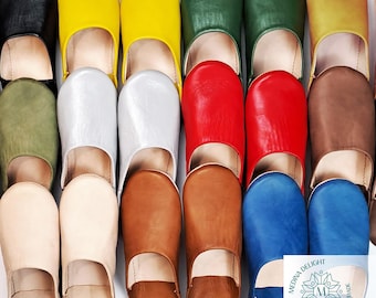 Zapatillas Babouche marroquíes para hombres, hechas a mano con cuero orgánico curtido naturalmente, zapatillas de casa para hombres