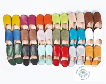 Marokkaanse Babouche Slippers voor Vrouwen, Handgemaakt van Organisch Leer Natuurlijk Gelooide, Dames Huisslippers, Dames Leren Muilen