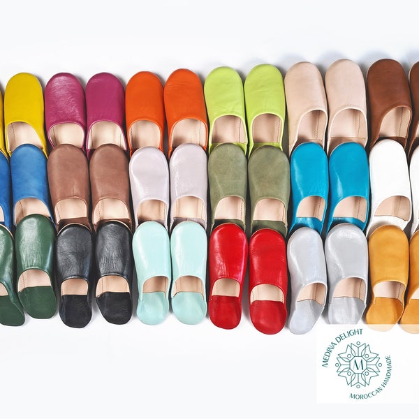 Marokkaanse Babouche Slippers voor Vrouwen, Handgemaakt van Organisch Leer Natuurlijk Gelooide, Dames Huisslippers, Dames Leren Muilen