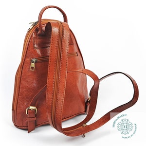 Mochila de Cuero Hecha a Mano, Mochila de Cuero Genuino para Mujeres, Mochila de Viaje Vintage de Cuero, Bolso Artesanal Marroquí Cognac