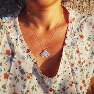 Sterling Silver Ginkgo Biloba Pendant/minimalist necklace/Ginkgo Leaf silver chain/serenity necklace/peace necklace