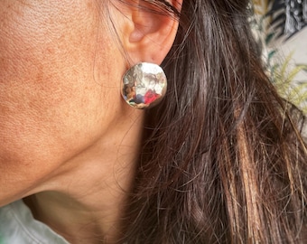 Forged Sterling Silver Statement Earrings: Chunky Geometric Design