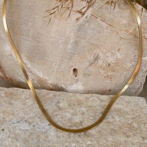 18K gold plates sterling silver thin 3.5 mm snake chain/gold plated chain/flat snake chain/ gold plated elegant snake chain/minimalist chain